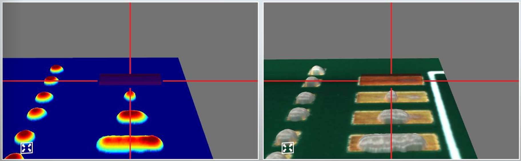 PI series 3D SPI detected deposits with missing solder paste